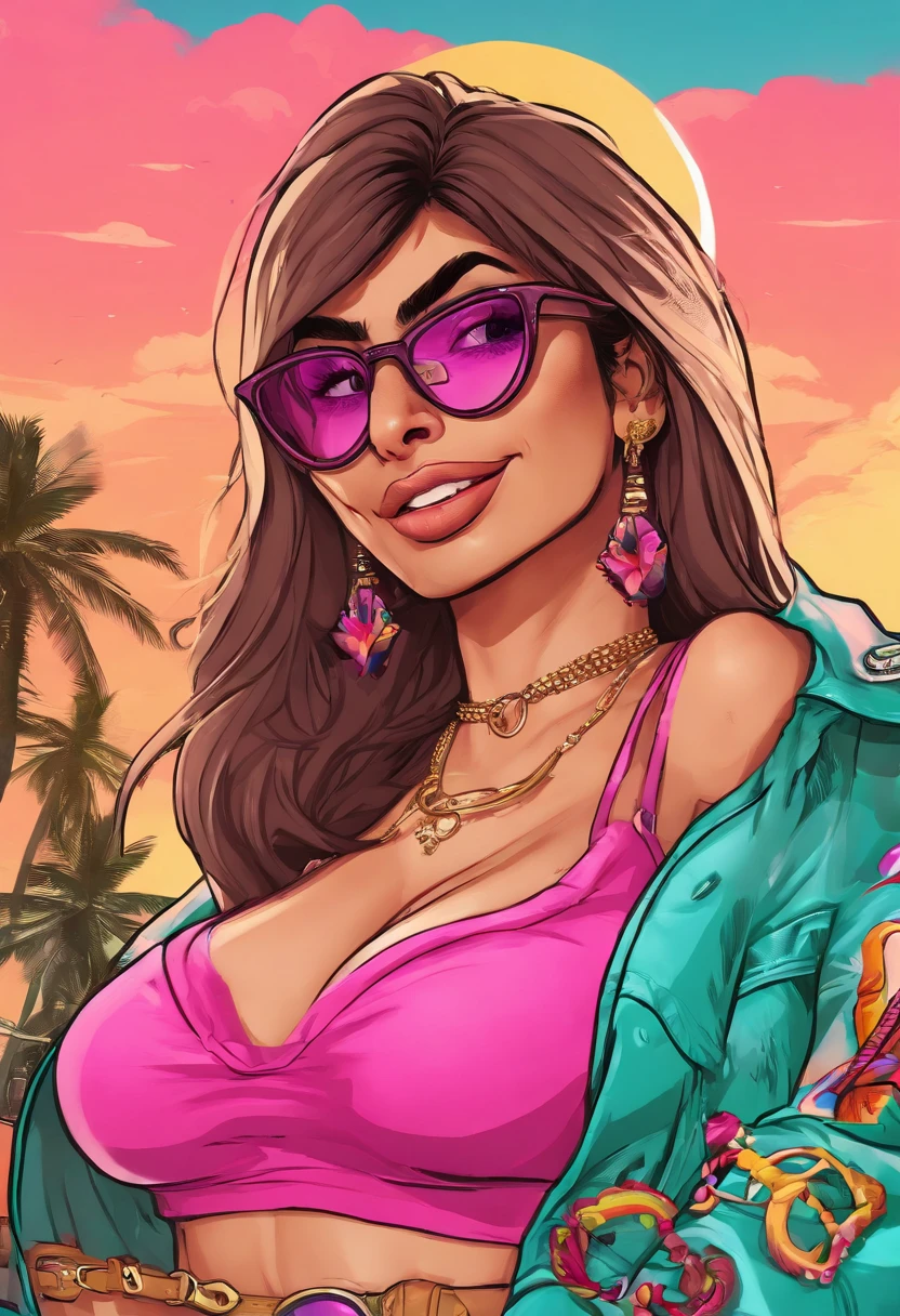 mia khalifa, porn star, tight bra, bigboobs, master part, detalhes intrincados, altamente detalhado, (ultra detalhado), hiperdetalhado, UHD, (HDR), 8k,