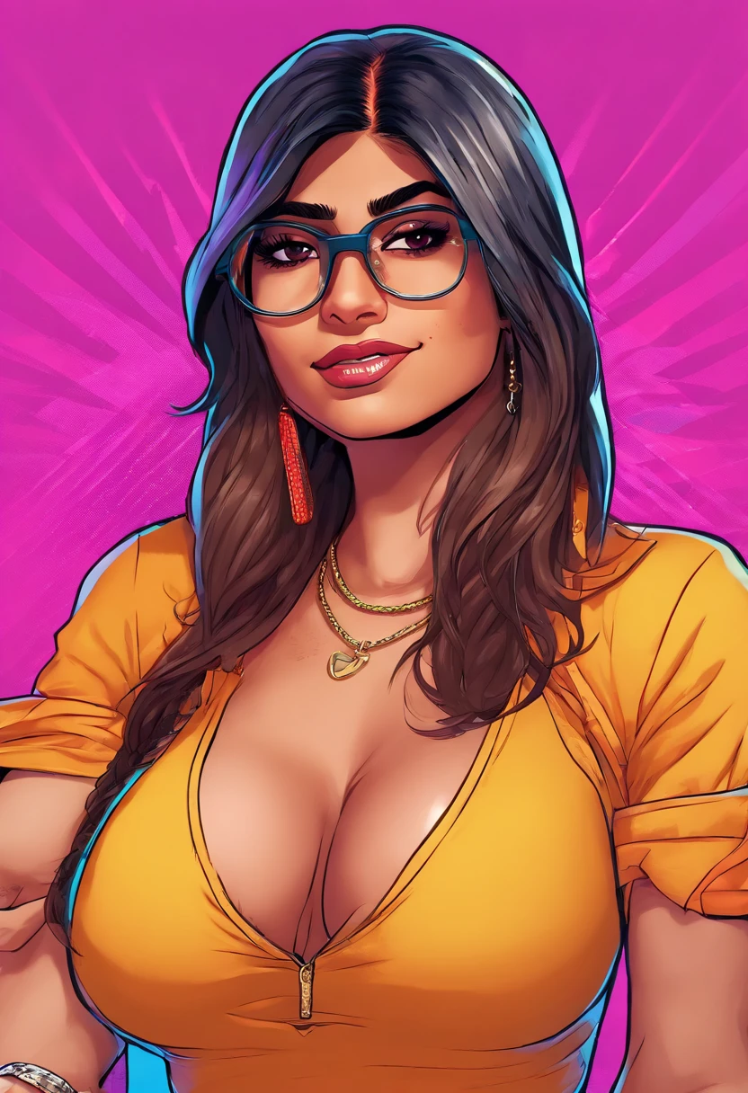 mia khalifa, porn star, tight bra, bigboobs, master part, detalhes intrincados, altamente detalhado, (ultra detalhado), hiperdetalhado, UHD, (HDR), 8k,