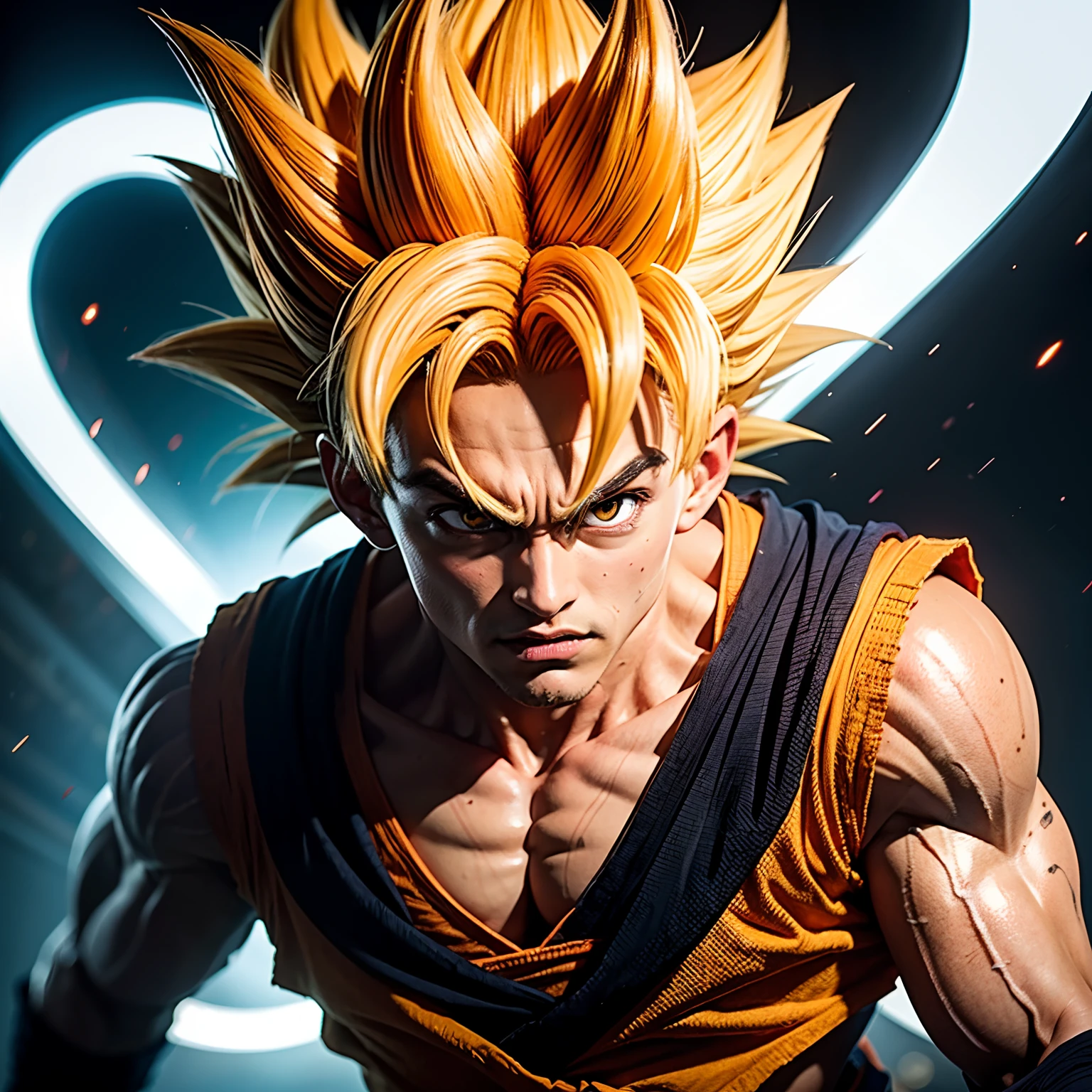 Create an image of Super Saiyan 3 Goku with red hair