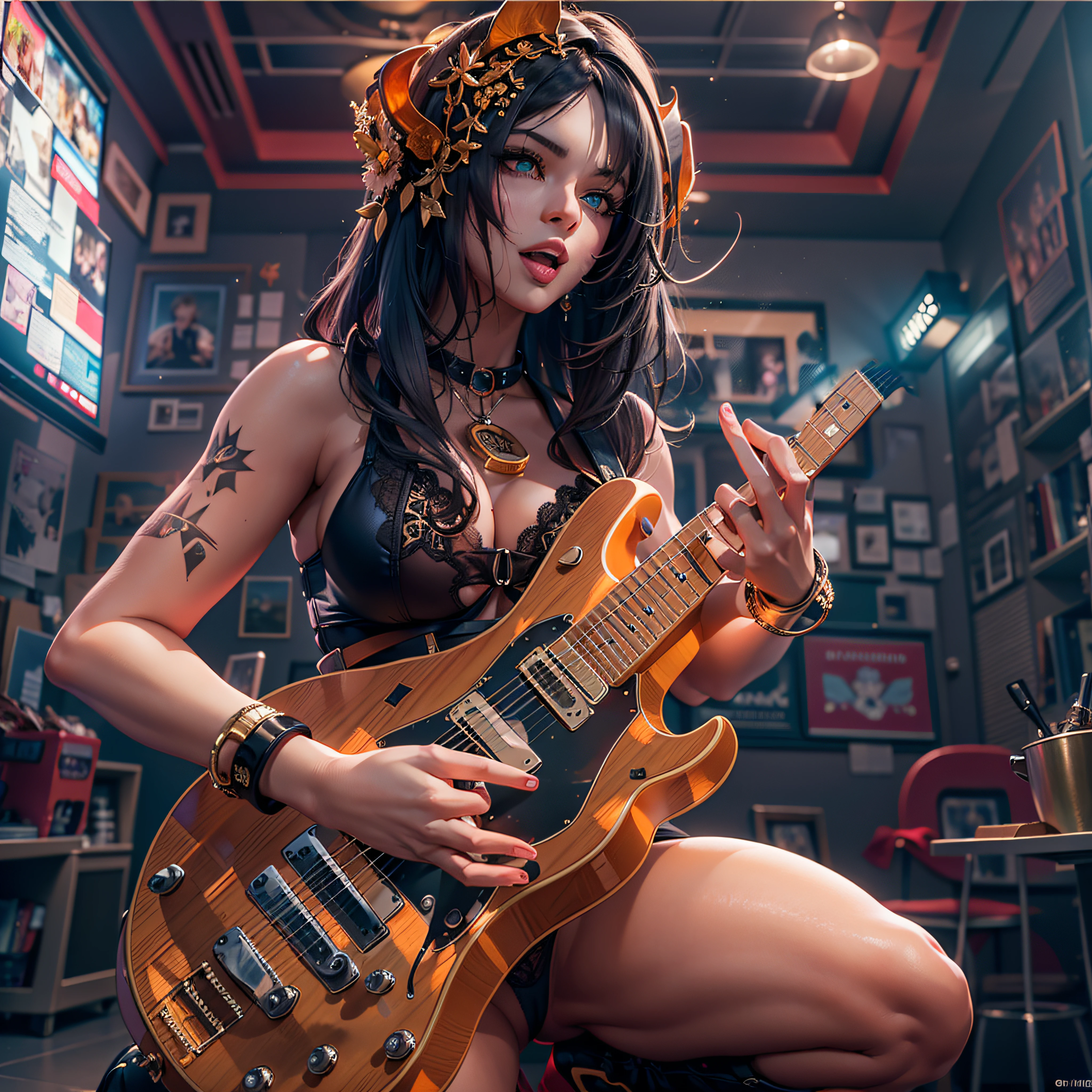 "guitar wood abstract inox material, no skin, no hand, no finger, no fingers"