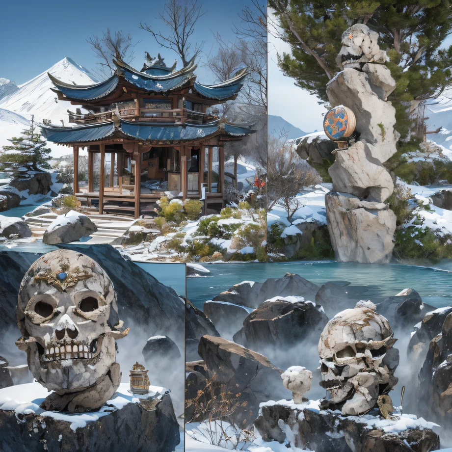 snowy peak(mont)Treasure Trove(kiosk)Cross to Blue News(Village)，
Deadwood(Hut)Three blankets(big hall)Holes in the sky(Boulders)。
Half Ridge(kiosk)City of Flowers(kiosk)Stones without words(stone monument)，
Wan Song(Close)snowy peak(pathway)There is dragon sleep(Fang)。
Manjusri(tw)Ancient mirrors(tw)Jiao Qiao(bru),
Lohan(Boulders)Iron Cloud(Ridge)Skull Peak(kulmin)。
Incense stone(grind)Free animals in captivity(chii)The pool is soaked in the moon(chii)，
Wangzhou(kiosk)Zhuo Xi(izumi)Ying Chao Spring(izumi)。