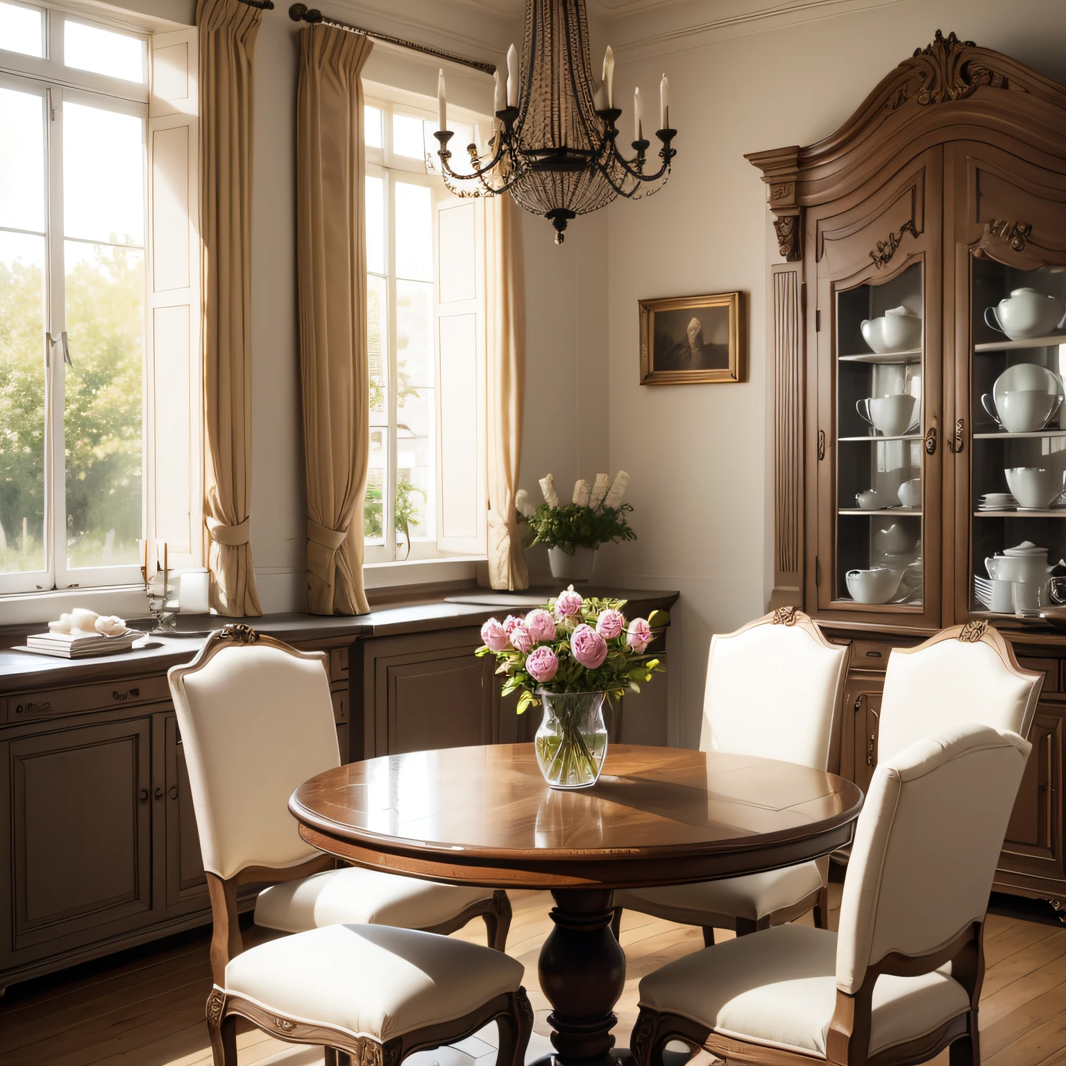 french dining room with Textiles
