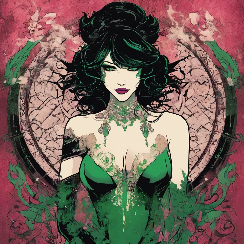 (black hair, green eyes:1.1) thicc succubus, (thigh-high fishnets:1.1), seductive expression, (beautiful detailed eyes, beautiful detailed lips), (demon horns), (voluptuous body), (dark atmosphere), (sensual pose), (soft lighting), (provocative outfit), (dark fantasy), (lush background), (high-res, 4k), (vivid colors), (dramatic lighting), (elegant curves), (sinister charm), (erotic undertones), (alluring beauty), (temptation), (exquisite details), (mythical creature), (seductive aura), (captivating gaze), (lush hair), (mysterious allure), (supernatural vibe), (sensual presence), (charismatic feminity), (enchanting silhouette), (enticing energy), (provocative ambiance), (fantasy charm), (mystical seductress), (intense charisma), (spellbinding allure), (mesmerizing figure), (bewitching elegance), (magnetic grace) wearing fur lined dress