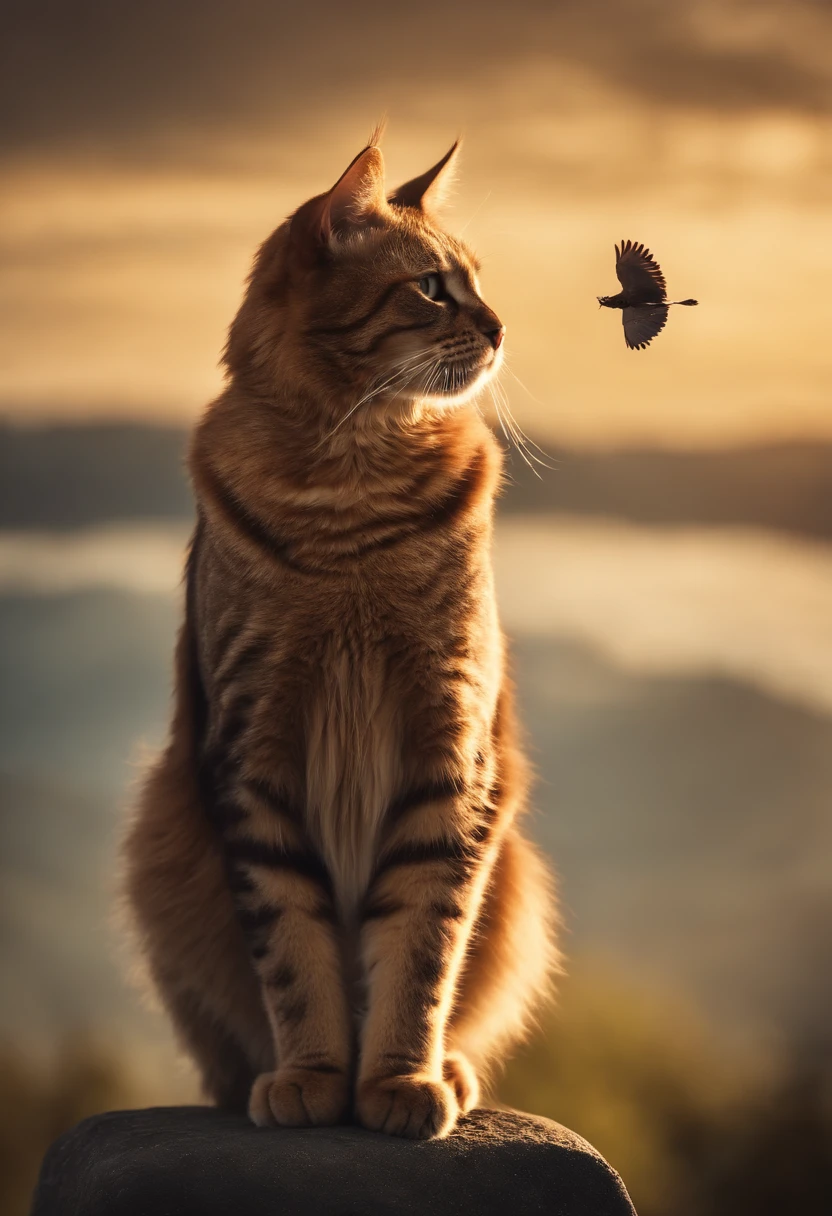 3 cat with wings flying high in sky,