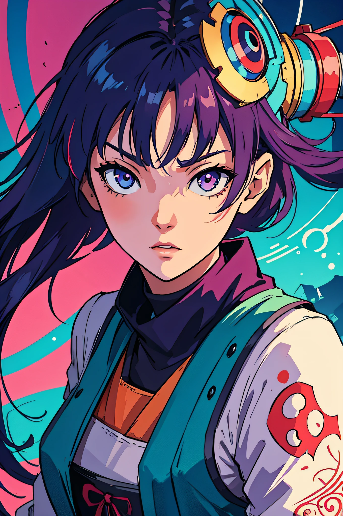 Generate an aesthetically pleasing anime character set against a captivating background, paying attention to intricate details and vibrant colors