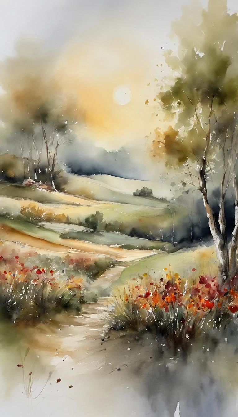 Field with beautiful flowers for meditation due to great beauty.(clivagem em close-up),meditar,Zazen,Um meditativo(Pintura de paisagem chinesa),(pintura a tinta e aquarela),(Papel de parede 8k),(Efeito de Luz e Sombra),rendering by octane,White balance design,Extremely detailed image representation,Wide angles,profundidade de campos,tmasterpiece,realista,lindamente retratado,um detalhado,acurate,Obras de mestres,tmasterpiece