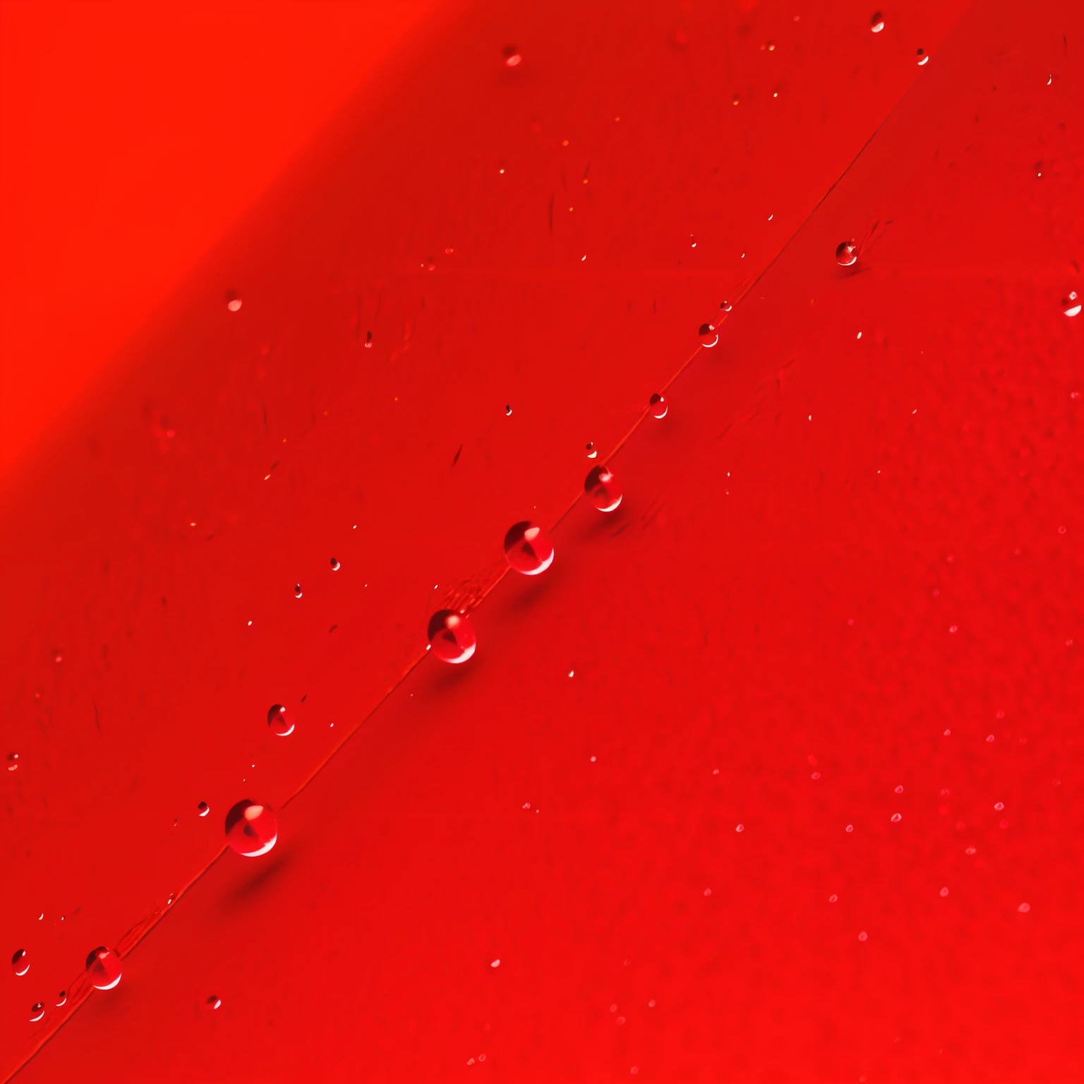 On a red surface,There are water droplets, Clear water droplets,Red liquid, professional photoshooting, Red liquid, vibrant red colors, vibrant red colors, - Similar texture