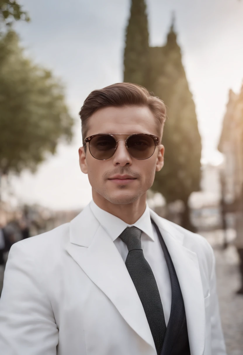 absurd resolution, high resolution, um homem brasileiro alto, with German strokes, wearing a white coat and sunglasses (master part: 1.4), hiper-detalhe, Um altamente detalhado, Desenho UHD, fotografia, Remotamente, perfect composition, Octanas bonitas, detalhadas, intrincadas, intrincadas e detalhadas, make trend at artstation, Fotografia de arte 8K, arte conceitual fotorrealista, soft natural volumetric cinematic perfect light
