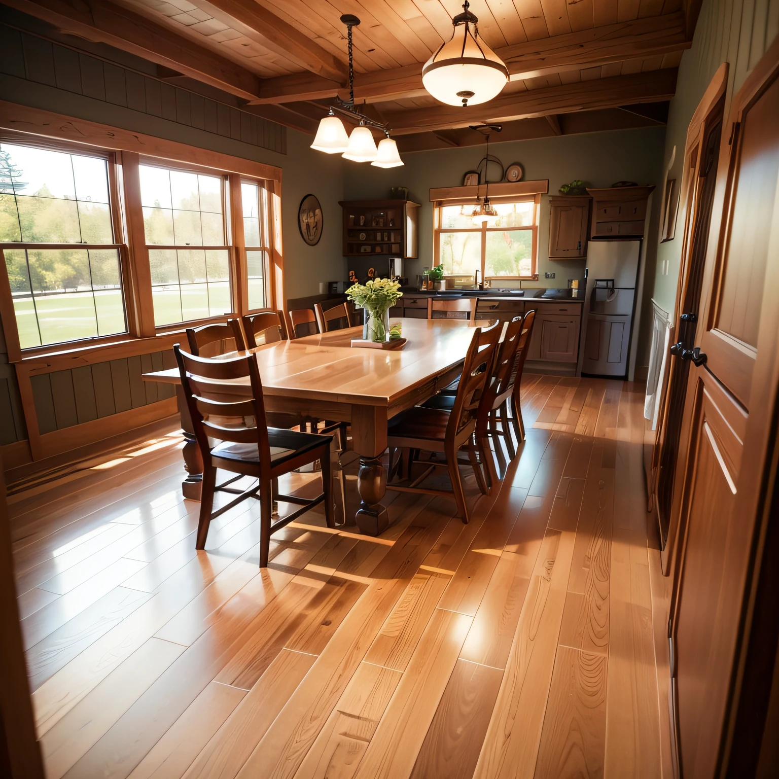 craftsman-style dining room with FLOORING