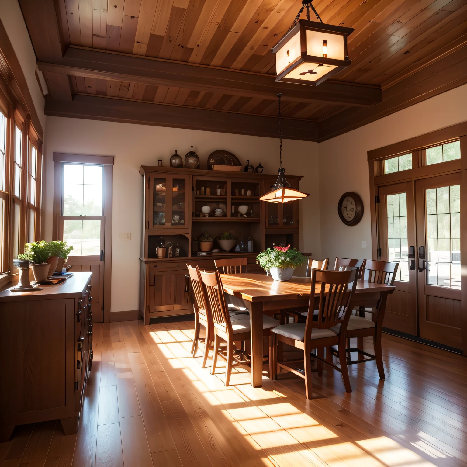 craftsman-style dining room with LIGHT ACCENTS