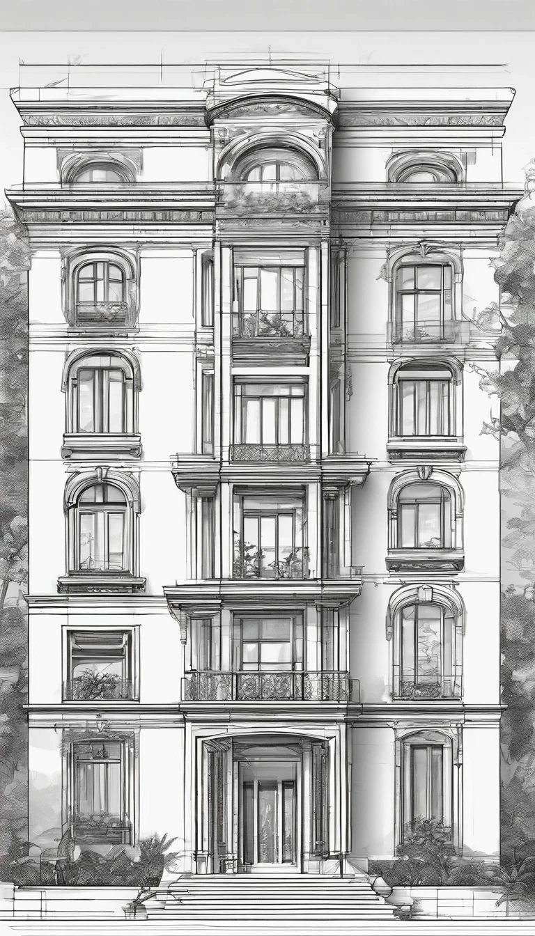 Tube house design with 1 facade, (3.3m wide:1.5), (front view:2), 4 floors high, neoclassical style, aluminum glass doors, roof garden, balcony with plants, RAW photo, Masterpiece, high quality, best quality, authentic, super detail