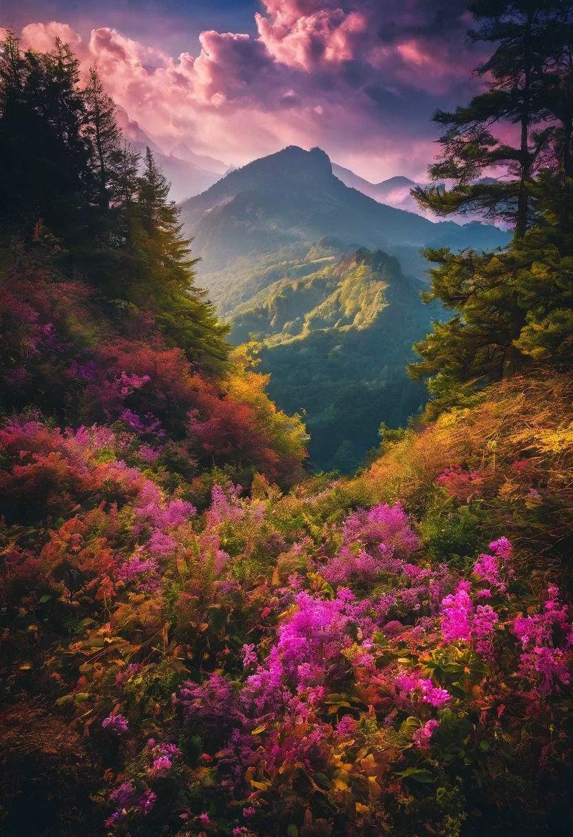 Magnificent view,Forest edge landscape photography Professional high-quality nature digital photography,Spring flowers bushes in the moonlight on a rainy night,precipice,Eau,Boulders,foggy sky,Traces of rain,Nightmare vision, Dark fantasy plot,Perfect and excellent composition,8K分辨率,the detail,Ultra-wide-angle distance shooting,background inside dark,Jack Guzman's environmental art photography,realisticlying,cinematic compositions,Volumetriclighting,A high resolution,vividness, A detailed, Stunning sky,Colorful clouds float,true to life, Pubic area is clear, flawless perfection, Digital SLR, 1024, 2048, 4096, A detailed, Sharp, best qualtiy, high qulity, absurderes,unmanned background,The is very detailed、Detailed lighting shadows,Trends on ArtStation、iintricate、high detal、dramatics、Midjourney Art(Volumetriclighting:1.2)hdr shot。(Faraway view,Super deep view,ultra-wide-angle,Microfocal length lens:1.2)(realisticlying:1.4)tmasterpiece、high high quality、Beautiful photography、globalillumination、