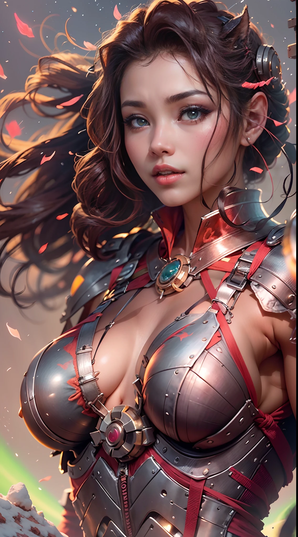In a very grand scene,The extra-large wide-angle lens captures the appearance of a female centaur。(She is traveling through the stars:9.9),She is tall,It has the ultimate curvy beauty,The muscles are slender and firm,Beautiful lines。Her facial features are tough and coquettish,Always with a sunny smile。She wears special tight-fitting equipment with a strong sense of technology,Step on multifunctional off-road style heels,Delicate and practical protective gear is worn on the hands, feet, wrists, neck and shoulders。The detection equipment around you flashes various cue lights and neon-like information screens,Let her exude a charming brilliance。Use Midjourney's advanced tools,Design special tight-fitting equipment for female centaurs,Highlight her unique physiological characteristics and appearance details,Add realism。And in her adventure scene,Spectacular views of nature,Such as the sky where storms and sunny days alternate、Brilliant rivers of stars and auroras、The snow-capped summit of Mount Everest、Fireworks in the mountain town, etc。ao mesmo tempo,Away from the hustle and bustle of Long Beach Pier is a neon-lit spaceship docked,Create a fantastic scene。Use Midjourney's advanced tools and multiple color palettes、Brush Strokes、Texture tools and model packages,It shows a sense of atmosphere where beauty and charm coexist。The charm of the female centaur is highlighted through color and lines,Enhance realism with detailing,Create a surreal dreamy feeling。Additionally,Use Midjourney's tools to add a variety of extreme sports gear and cultural trinkets to the female centaur,Create intricate hairstyles and outfits,Give her a sense of premium。She never flinches,Regardless of the terrain,can respond quickly,Even the extreme geography and dangerous terrain of aliens cannot stop her。Use Midjourney's powerful tools,You can do it with incredible detail and beauty,Bring this ultra-grand and beautiful scene to life。Ultra-grand scenes,super wide shot, hdr,(真实感,Masterpiece quality,