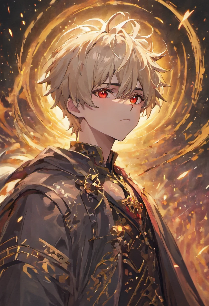 Thick acrylic illustrations on pixiv, lllustration,a handsome boy,white hair,red eyes,grim expression,one glass wearing a gold mask,gorgeous clothes,hand armor,dark background,high quality color matching,super rich details, 8K, best quality --ar 3:4