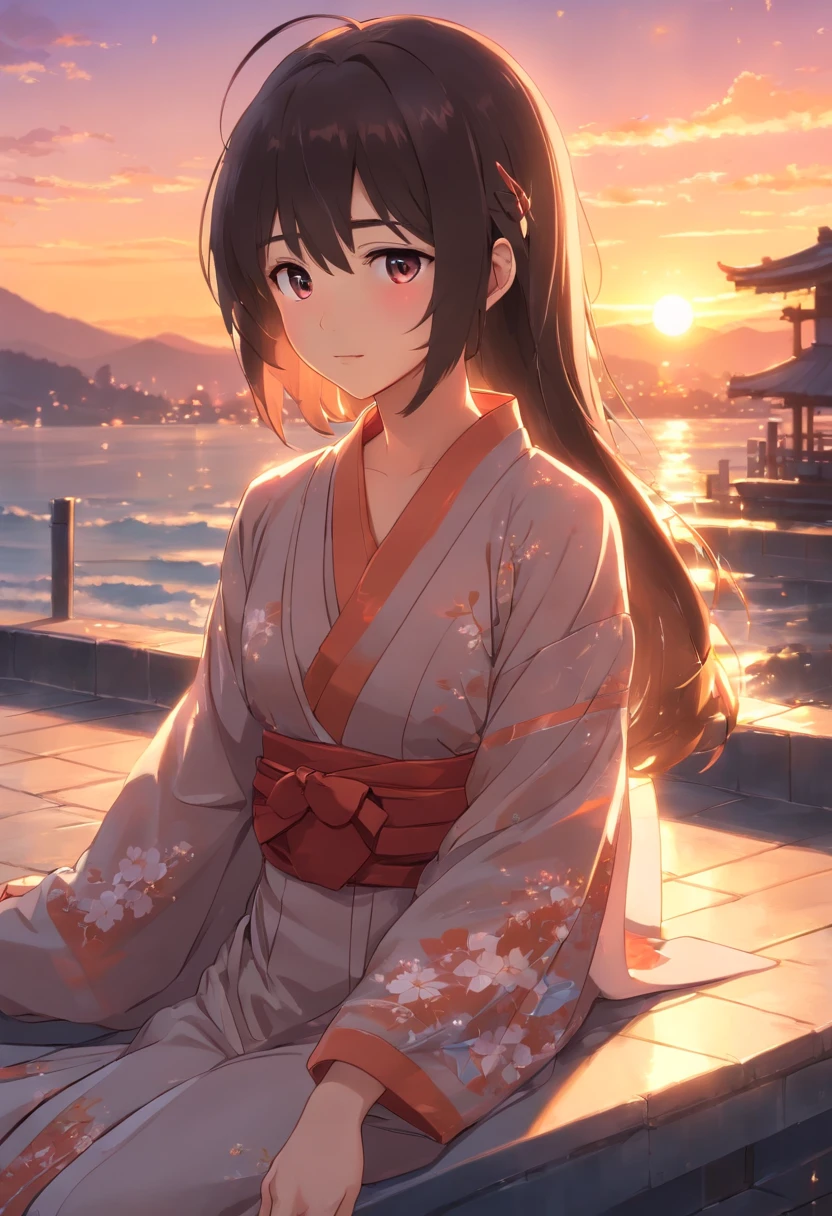 obra-prima, melhor qualidade, filme ainda, 1mulher,cabelos longos brancos, vestido transparente, renda longo, e 1homem com kimono, long hair black, ,pele branca, amor, beijando-se, quarto vermelho, na cama, Close-up, brilhante, sensual, romantico, Soft lighting and Warm, sun sunset, (Sparks: 0,7) , ((beijo))