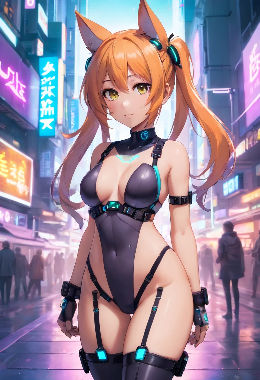 RAW-Foto, best quality, Meisterwerk:1.2), (realistisch, fotorealistisch:1.4),(Meisterwerk:1.4),(best quality:1.4), ((sexy niedliche japanische cyberpunk catgirl)), ((slender body)), big breasts, :d, (Pony), flush, ((Colorful body harness)), ((Dynamische Pose)), (Cowboy erschossen), (((Cyberpunk City Streets Background))), Aufnahme von Haaren, ((Formloses langes Haar)), leuchtende Neon-Akzente, Blick auf den Betrachter, sidelocks, smil, (((thigh gap))), Schenkel, twintails, sehr langes Haar, mehrfarbiges Haar, Alice \(nicken\),(shinny skin),realistisch. completely naked