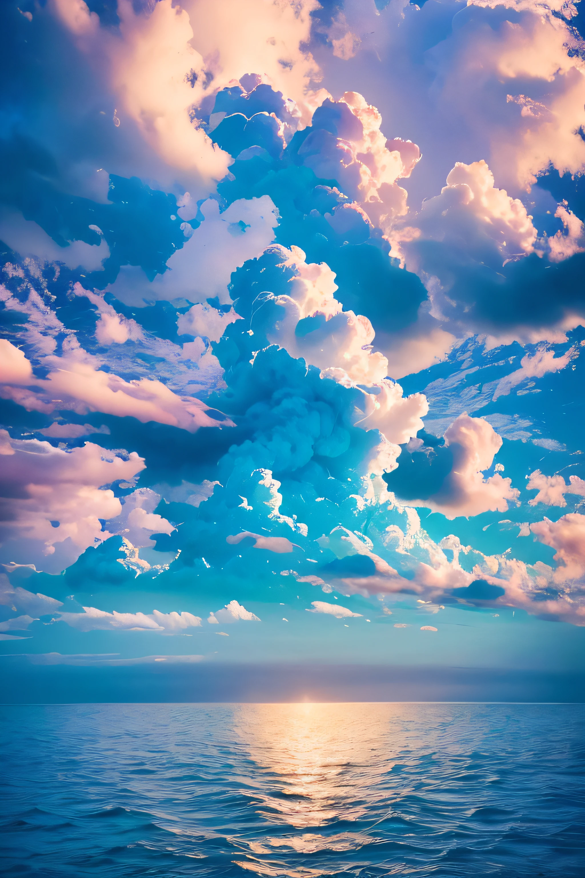 Dream sea，Colorful auspicious clouds，Photographic works，High detail，lightand shade contrast，hyper HD，tmasterpiece，winning artwork，Best quality at best，A high resolution，16k