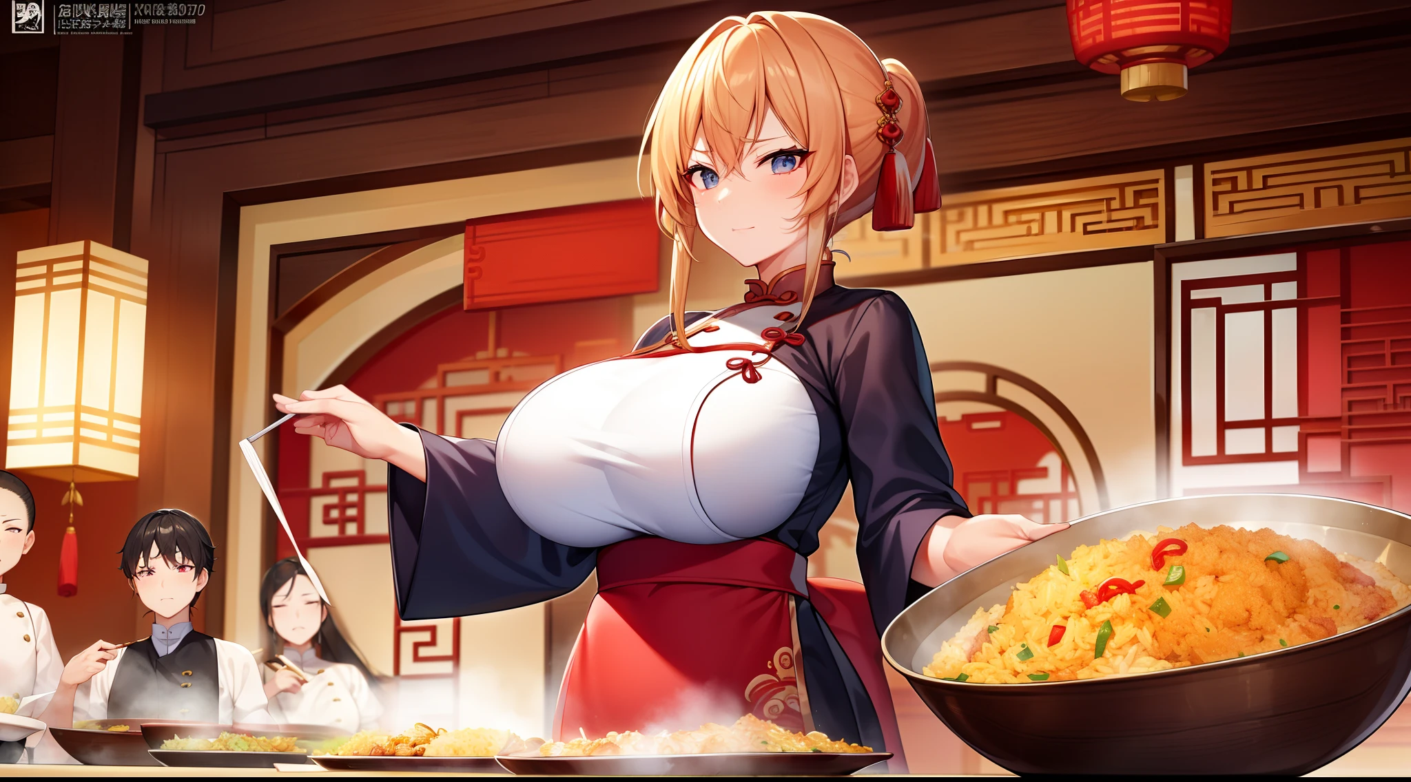 ​masterpiece++、top-quality++、ultra-definition++、ultra-definition++、4k++、8k++、from side、（Background Focus）++、（（（a blond）））+++（View of a woman's buttocks from below）+、Sexily dressed woman casts chef-shaped Chinese cook spell while waving fried rice in a giant wok in a Chinese restaurant destroying a city、Rune of a Chinese chef making fried rice in a giant wok at a Chinese restaurant、The magic of a Chinese chef making fried rice in a huge wok at a Chinese restaurant、Chinese chef goddess making fried rice in a huge wok in a Chinese restaurant flying above、Chinese chef magician in the form of a chef making fried rice in a huge wok in a Chinese restaurant、Chinese chef making fried rice in a huge wok at a Chinese restaurant、detailed fantasy art、fantasy art style、BlakeChinese chef witch in chef figure making fried rice in a huge wok in a beautiful ancient Chinese restaurant、Queen Chinese chef making fried rice in a huge wok at a Chinese restaurant、Fantasy Art Behans、Chinese chef magician making fried rice in a huge wok in a beautiful Chinese restaurant、Chinese chef magician making fried rice in a huge wok in a beautiful Chinese restaurant、Shards of Chinese chef goddess in chef figure making fried rice in a huge wok in a shiny floating Chinese restaurant、Chinese chef magic circle making fried rice in a huge wok in a Chinese restaurant、 Spark of a Chinese chef in the form of a chef making fried rice in a huge wok in a dazzling Chinese restaurant、Wind-blowing hair of Chinese chef goddess making fried rice in a giant wok in a Chinese restaurant、Blake Isekai Beautiful、Chinese chef crown in the form of a chef making fried rice in a huge wok in a Chinese restaurant、Detailed clothing、Mischievous aura、Bewitching face、tall body、Mature body、seductive body、Breast purification、detailed beautiful faces、detailed shiny eyes、Detailed skin、Full body break、detaileds、realisitic、4K highly detailed digital art、octan render、bio luminescent、BREAK8K resolution concept art、真实感、Mappa Studio、​masterpi