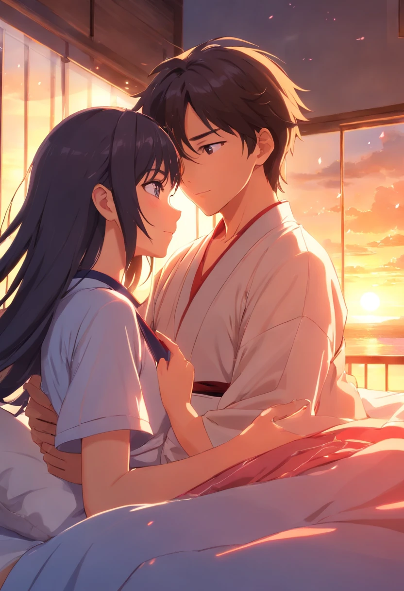 score_9, score_8_up, score_7_up, best quality, masterpiece, [source_anime:photo:0.01], irl, real, eye_focus, ultrarealistic, photorealistic, natural skin, detailed skin, realism,  deadline, anamorphic lens flare, dunia engine, dystopian, graffiti, cutaway view,  distortion, no blur, 16k, innovative, euphemism, Point-of-View Shot, female, Mid-length blue-black choppy layers hairstyle, Kimono, , upright_straddle, Dreamy fairytale garden gazebo with flowing curtains and blooming flowers