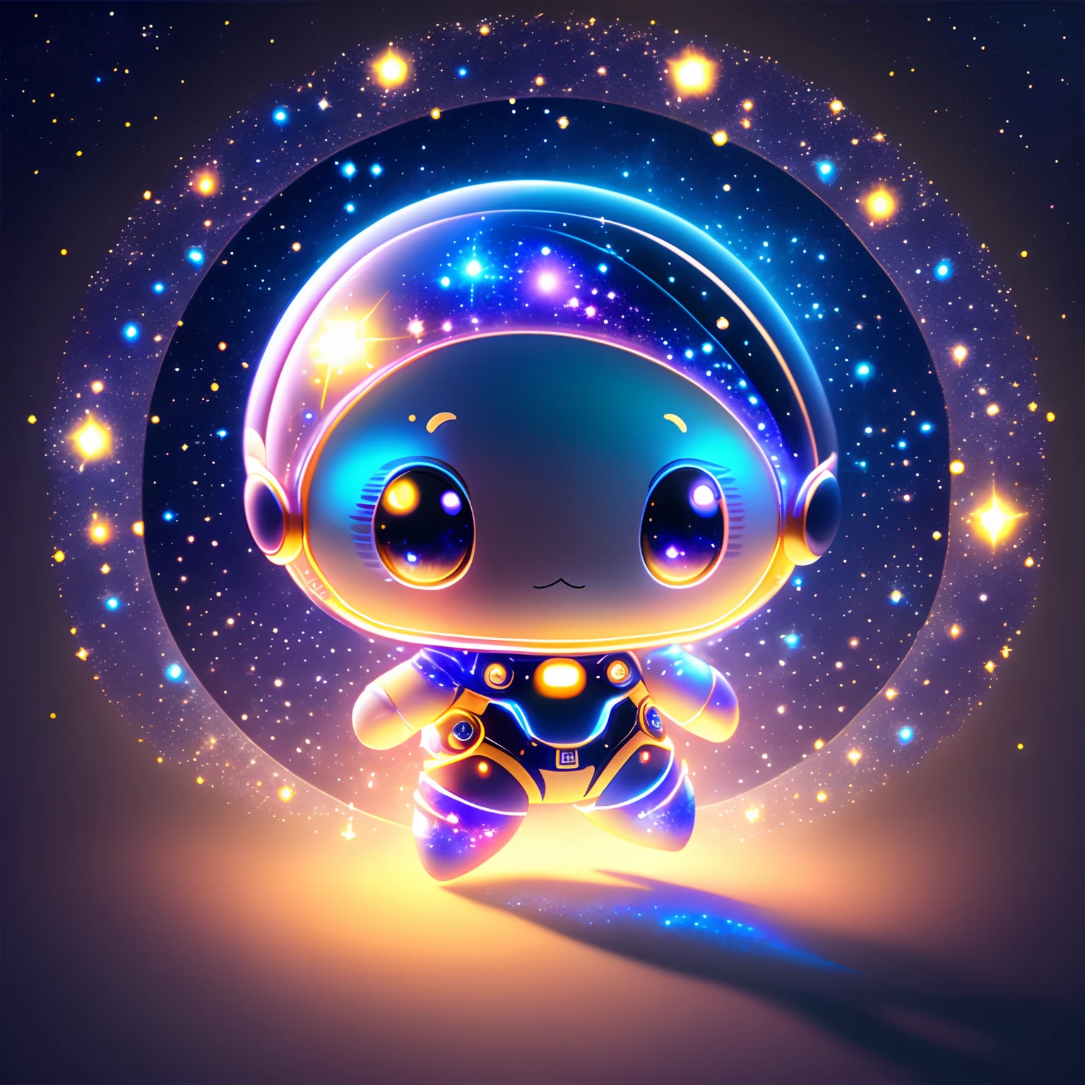 An ultra-high picture quality, Super Detail, 超A high resolution, Extraterrestrials, Very cute, Very friendly, Chibi, Chibi Character, Deformed, luminous body, Flying Galaxy, Professional Lighting