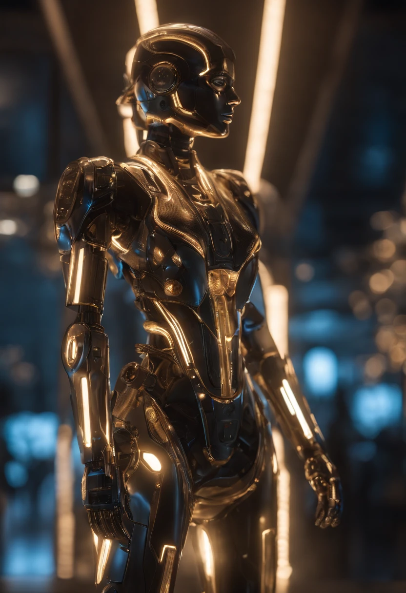 Kleine Loli,Die Sterne sind anthropomorph,Transparent machines,Cyberpunk, Dreamy glow, leuchtende Neonlichter, ( Globale Beleuchtung, Rochen-Traching, HDR, Unwirkliches Rendern,Reasonable design, Hohe Detailgenauigkeit, Meisterwerk, best quality, hyper HD, Filmische Beleuchtung), Mecha Musume