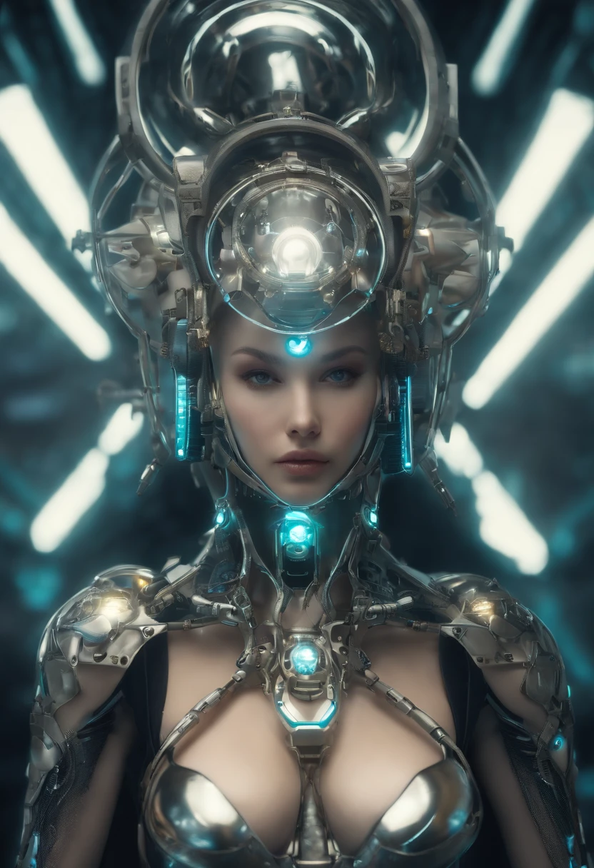 Kleine Loli,Die Sterne sind anthropomorph,Transparent machines,Cyberpunk, Dreamy glow, leuchtende Neonlichter, ( Globale Beleuchtung, Rochen-Traching, HDR, Unwirkliches Rendern,Reasonable design, Hohe Detailgenauigkeit, Meisterwerk, best quality, hyper HD, Filmische Beleuchtung), Mecha Musume