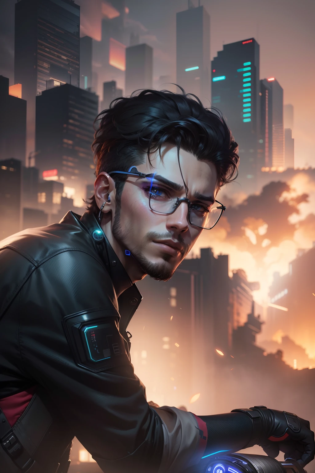 Change background cyberpunk handsome boy, realistic face, 8k , ultra realistic