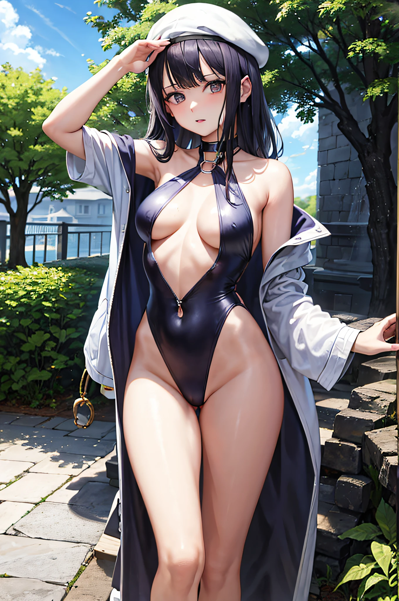 １garl、onepiece swimsuit、small tits