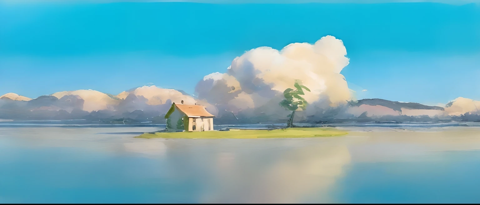 Create a surreal, dreamlike landscape inspired by the films of Studio Ghibli, with vibrant colors, lush foliage, and fantastical creatures.a painting of a house on a small island with a tree, studio ghibli sky, rhads and lois van baarle, studio ghibli landscape, angus
, in a serene landscape, by Lars Jonson Haukaness, island landscape, studio ghibli smooth concept art, stålenhag, by Kees Maks, peaceful landscape, studio ghibli composition The fictional landscapes that serve as the backdrops for the films of Studio Ghibli are bursting with inventiveness and creativity, whether it's the otherworldly sights of Spirited Away or the lush forests of My Neighbour Totoro. These are cinematic creations unlike any other and a testament to the talent and imagination of their creators.