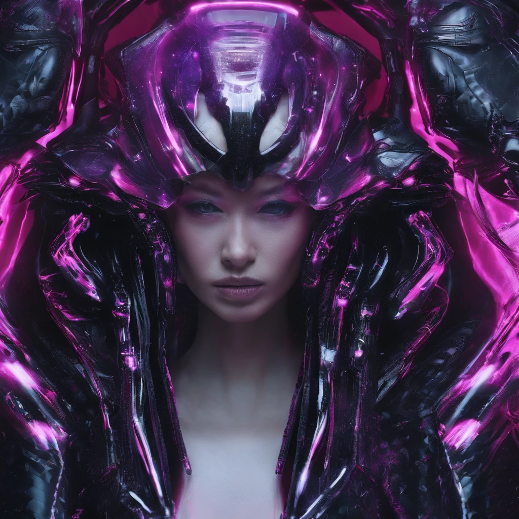 32K（tmasterpiece，k hd，hyper HD，32K）Rolling flying linen constellation，Lizard Head Platinum Silk Armor Tulle Cyberpunk Space Station 1:90 miniatures，the sideview，semi transparent，Portrait close-up，Ice is permeable to gas，Film light and shadow，Full composition，Panorama ultra-wide angle，extremely happy，Pterostilbene has a delicate texture，Strong visual impact，Hyper-detailing，Dream girl，Refined face，prettyeyes，Cherry small mouth，high saturated，Long flowing burgundy hair，crystal-clear，Good sense of perspective，Light and shadow effects，16K smooth，Surface reflected light