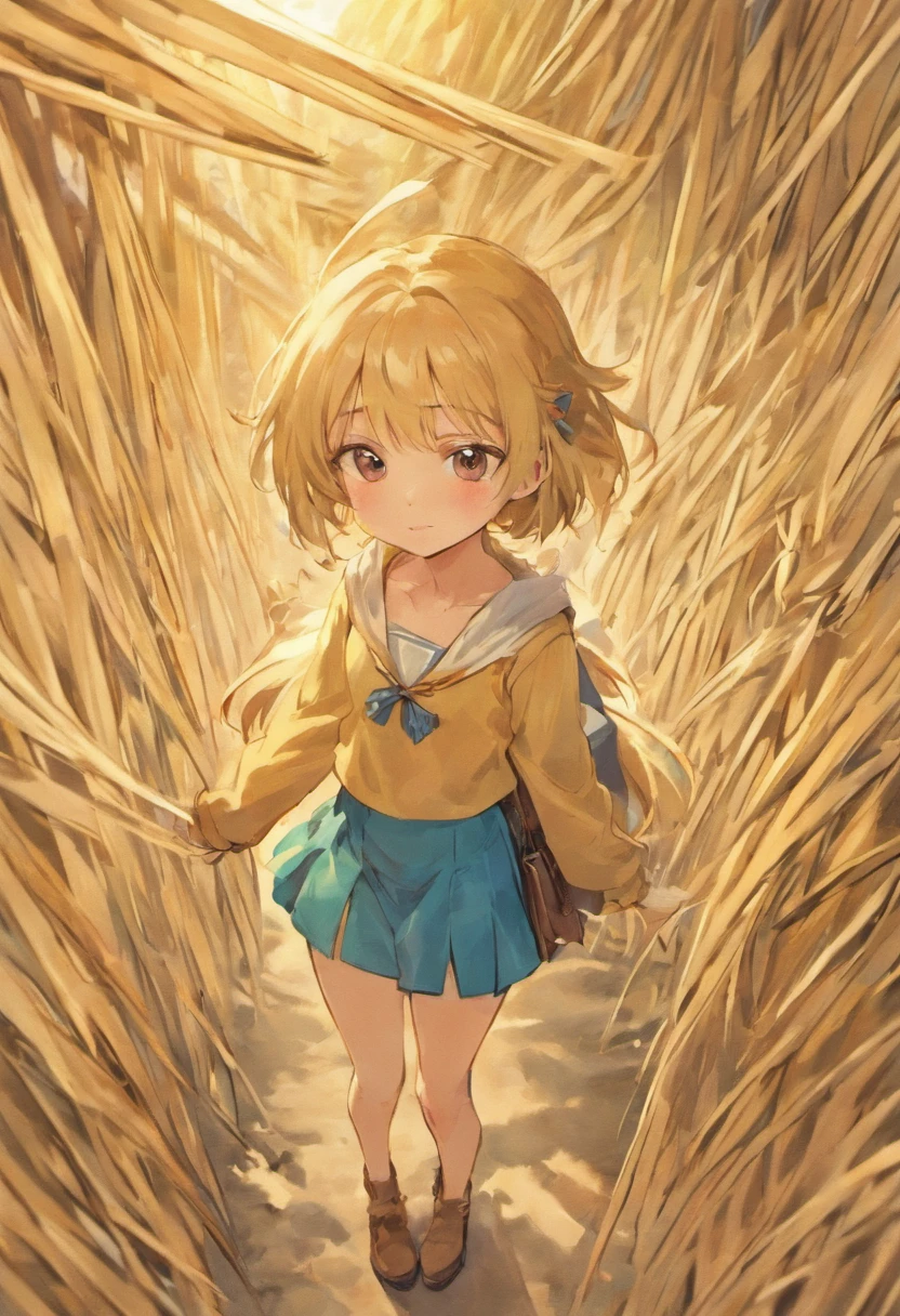 Several illustrations of the same character on white background . Medieval style,Girl in straw hat,Tanosato