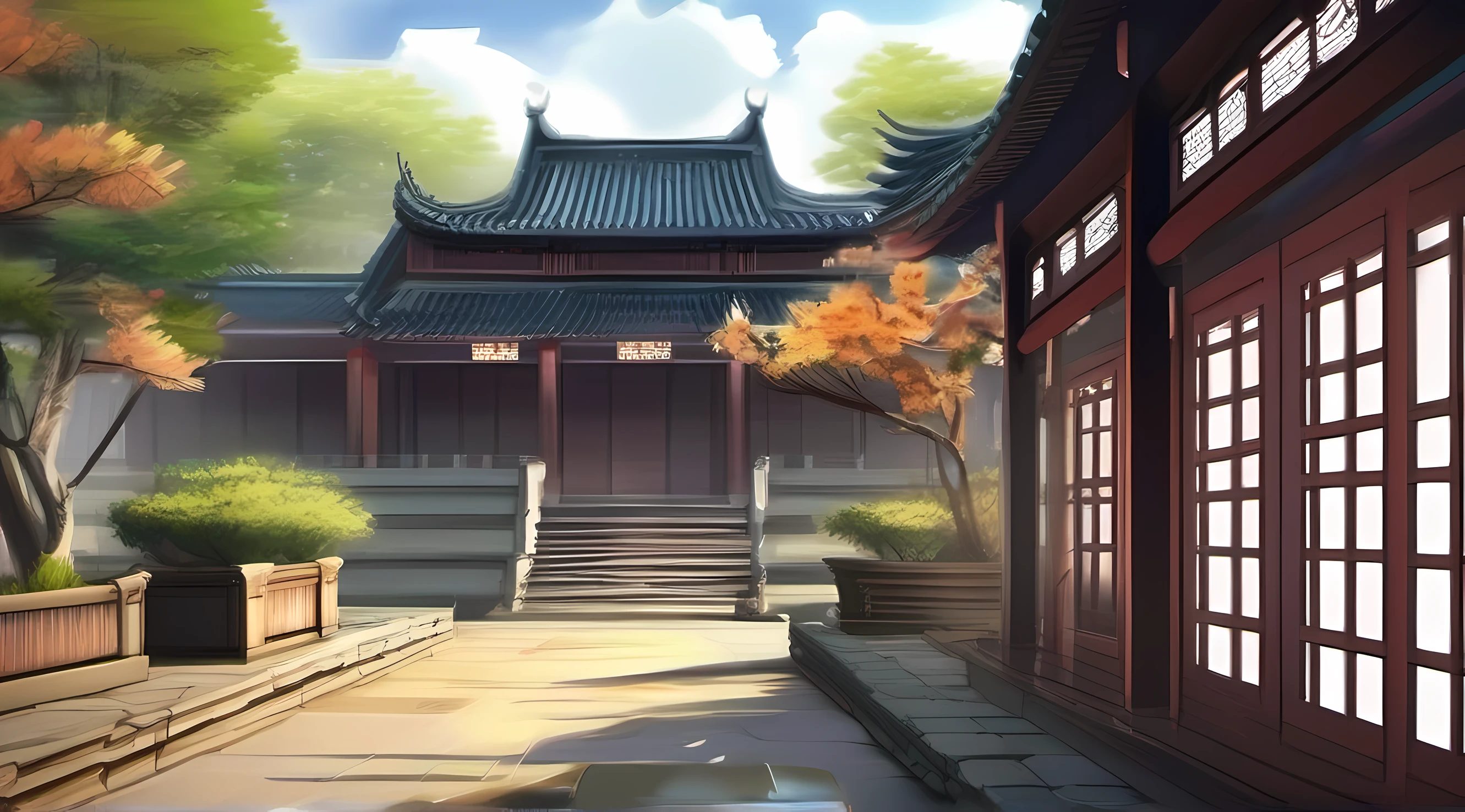 Chinese Ancient Architecture,exteriors,Corridor scene