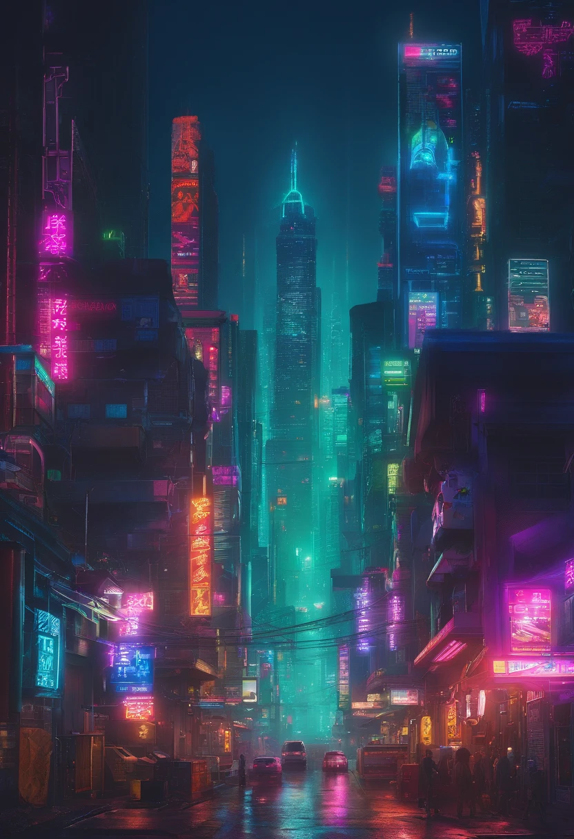 Serious light pollution，A world without sunlight，High-rise buildings are becoming more and more numerous and dense，There are no plants，The air is stagnant，without humans。