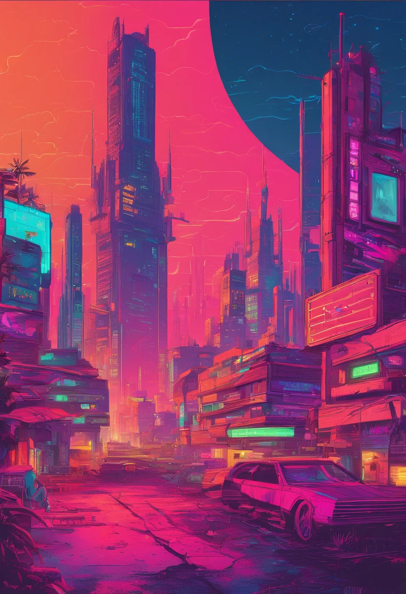 Serious light pollution,A world without sunlight,High-rise buildings are becoming more and more numerous and dense,Some places are dilapidated,There are no plants,The air is stagnant,without humans。