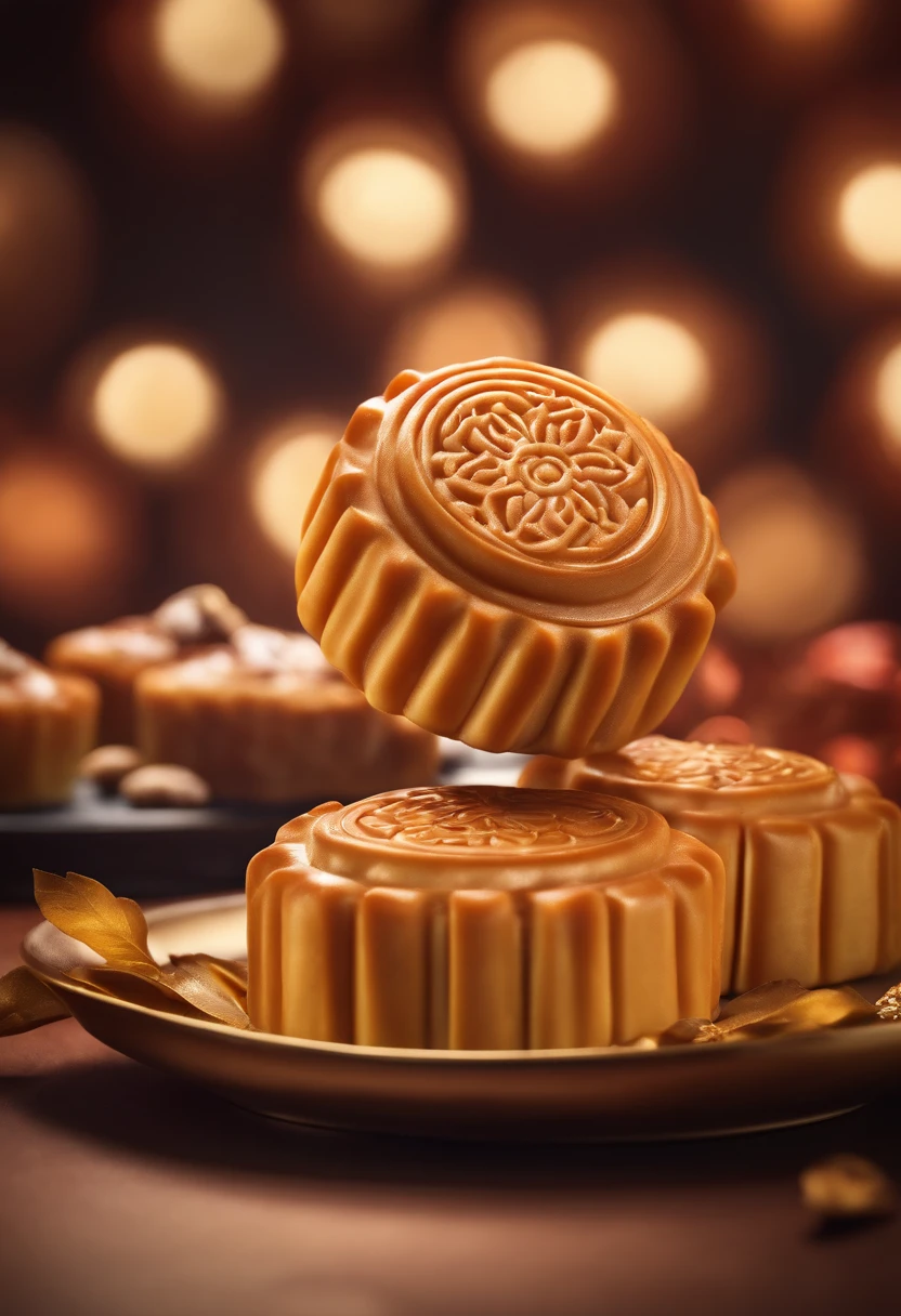 Commercial shooting, Dessert, Mooncake size, poster for, Fresh style background, elegant, Booth lighting, Attractive, photorealistic colors, Ultra HD