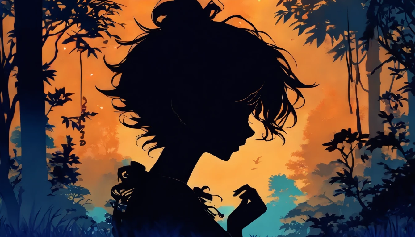 (Silhouette Art,cutouts:1.6) (((Paper cutting art,A world where only black exists:1.3) (Cowboy Shot),1 girl,Solo, (,Girl sitting at desk in room with clock, profile:1.2),white, Clear and beautiful face,inspired by Yuumei、Romper (Blue water) Textured glass background,Arcana World
