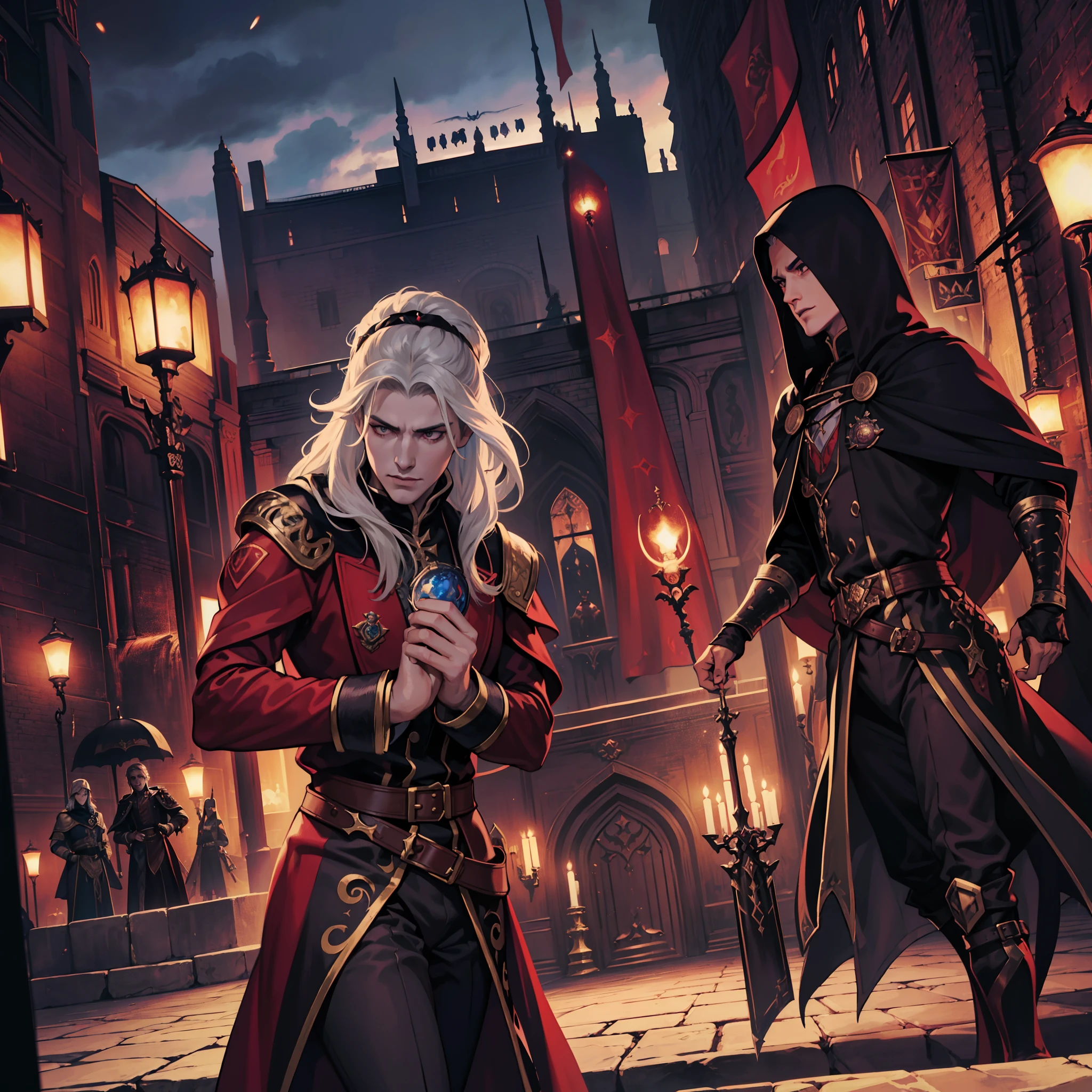 Castlevania Lord of the shadows hyper realistic super detailed Dynamic shot master piece scene cinématique scènes movie Epic Legendary perspective shot of lord Dracula handsome muscular man wearing Islamic Armor Wear covers whole body very sharp details leading troops army of demons to battle Epic Legendary detailed poses