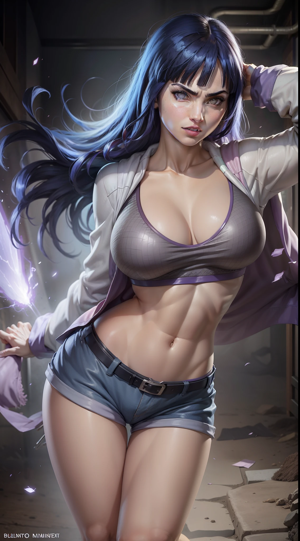 Hinata Hyuga como Supergirl, short curto, bunda grande, Pernas Grossas, extremamente sexy