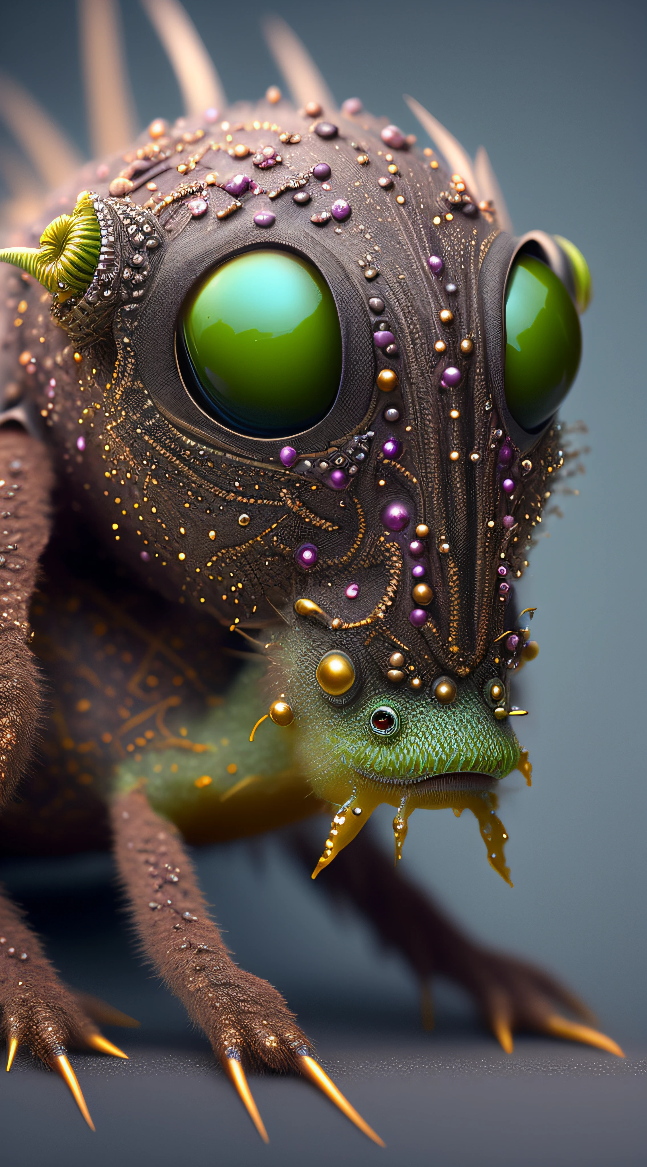 Cute creature from Space. terraforming. Alien Flora, Miki Asai Macro photography, close-up, hyper detailed, trending on artstation, sharp focus, studio photo, intricate details, highly detailed, by greg rutkowskidetailed face, detailed skin