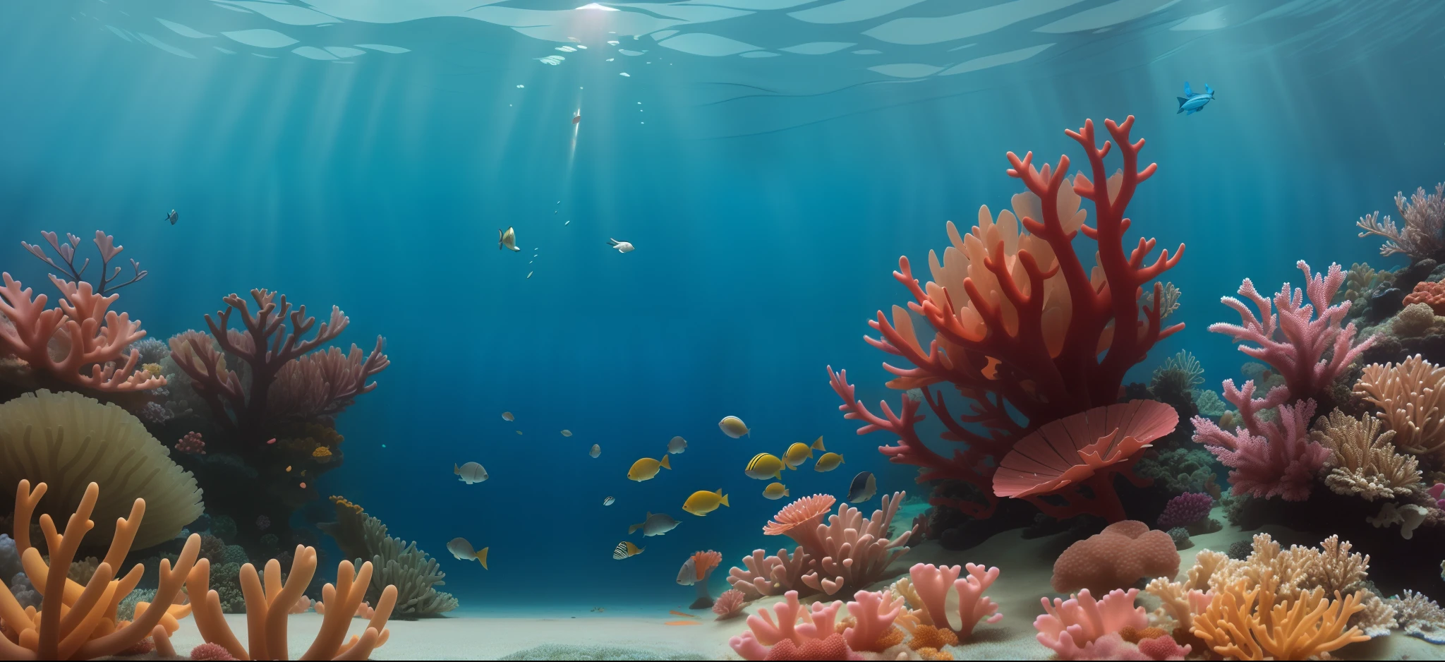 best quality,4k,highres,masterpiece:1.2,ultra-detailed,realistic,physically-based rendering,vivid colors,sharp focus,corals,fish,colorful underwater scene,beautifully detailed underwater plants,variety of fish species,tropical paradise,crystal clear water,coral reef ecosystem,serene and peaceful,brilliantly colored corals and fish,ethereal lighting,submerged world,tranquil,sparkling water reflections,abundance of marine life,underwater exploration,diversity of aquatic creatures,dynamic composition,harmonious color palette,love,harmony,beauty of nature,underwater biodiversity,marine sanctuary,dancing sunlight,rays of light piercing through water,serenity,underwater tranquility,coral formations,swaying seaweed,glimmering scales,tranquility of the sea,fascinating marine ecosystem,colossal coral colonies,tropical fish,vibrant hues,underwater wonderland