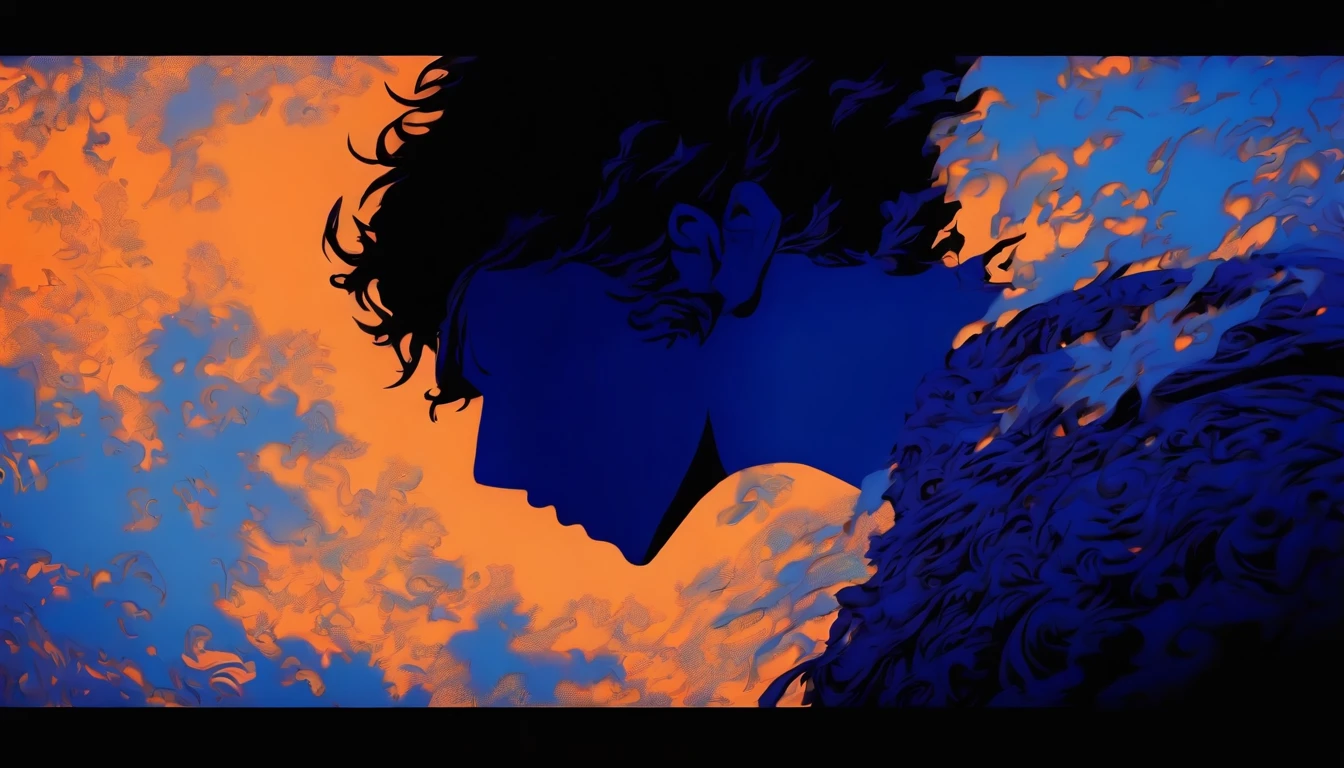 (Silhouette Art,cutouts:1.6) (((Paper cutting art,A world where only black exists:1.3) (Cowboy Shot),1 male,Solo, (Man in a spacesuit, profile:1.2),white, Clear and beautiful face,Romper (the blue moon) Textured glass background,SF World