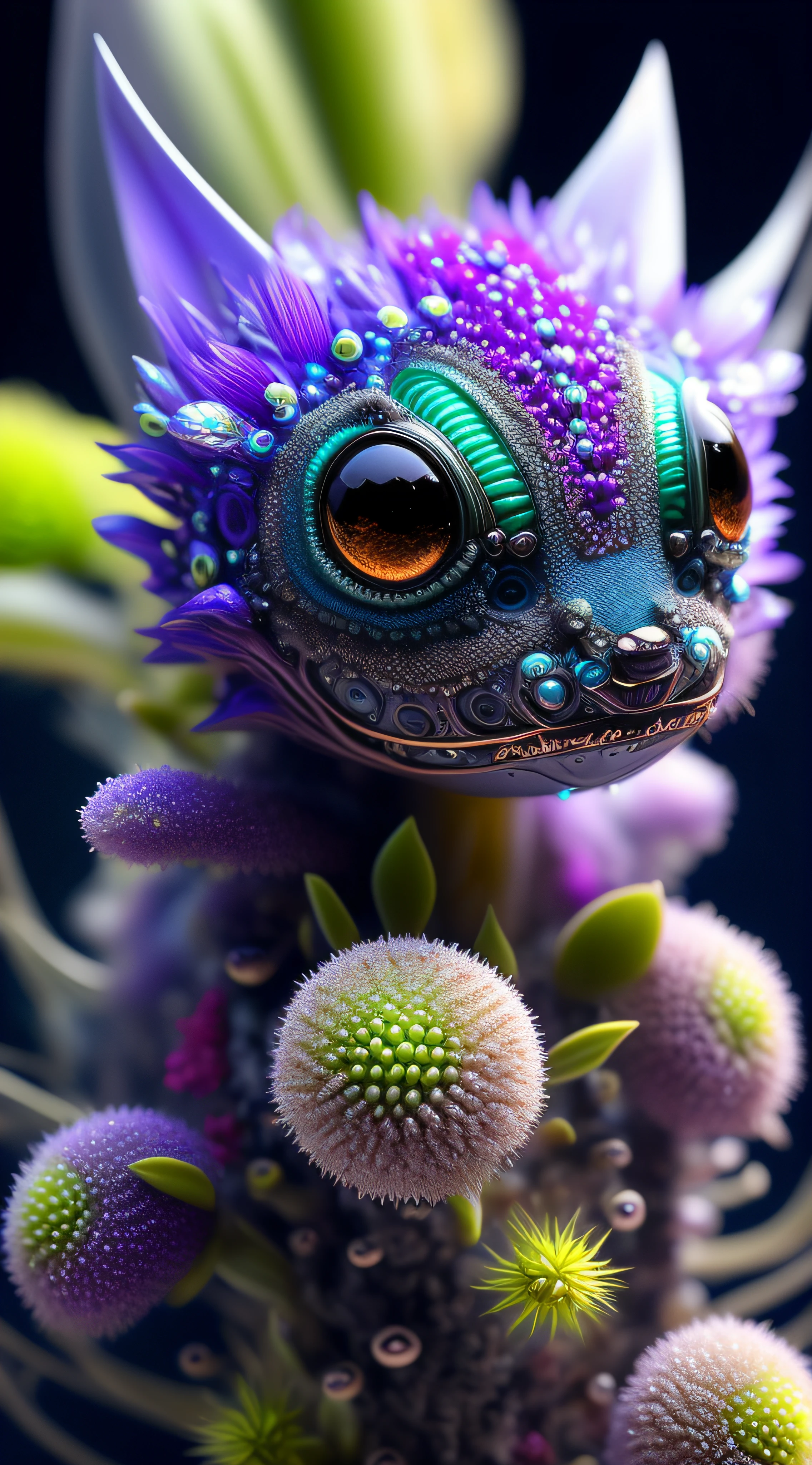 Cute creature from Space. terraforming. Alien Flora, Miki Asai Macro photography, close-up, hyper detailed, trending on artstation, sharp focus, studio photo, intricate details, highly detailed, by greg rutkowskidetailed face, detailed skin