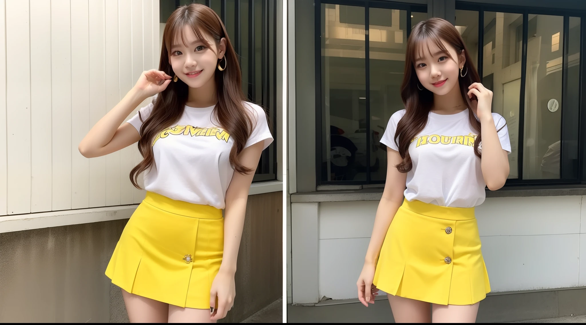 Cheergirl 18 years old wearing yellow mini skirt