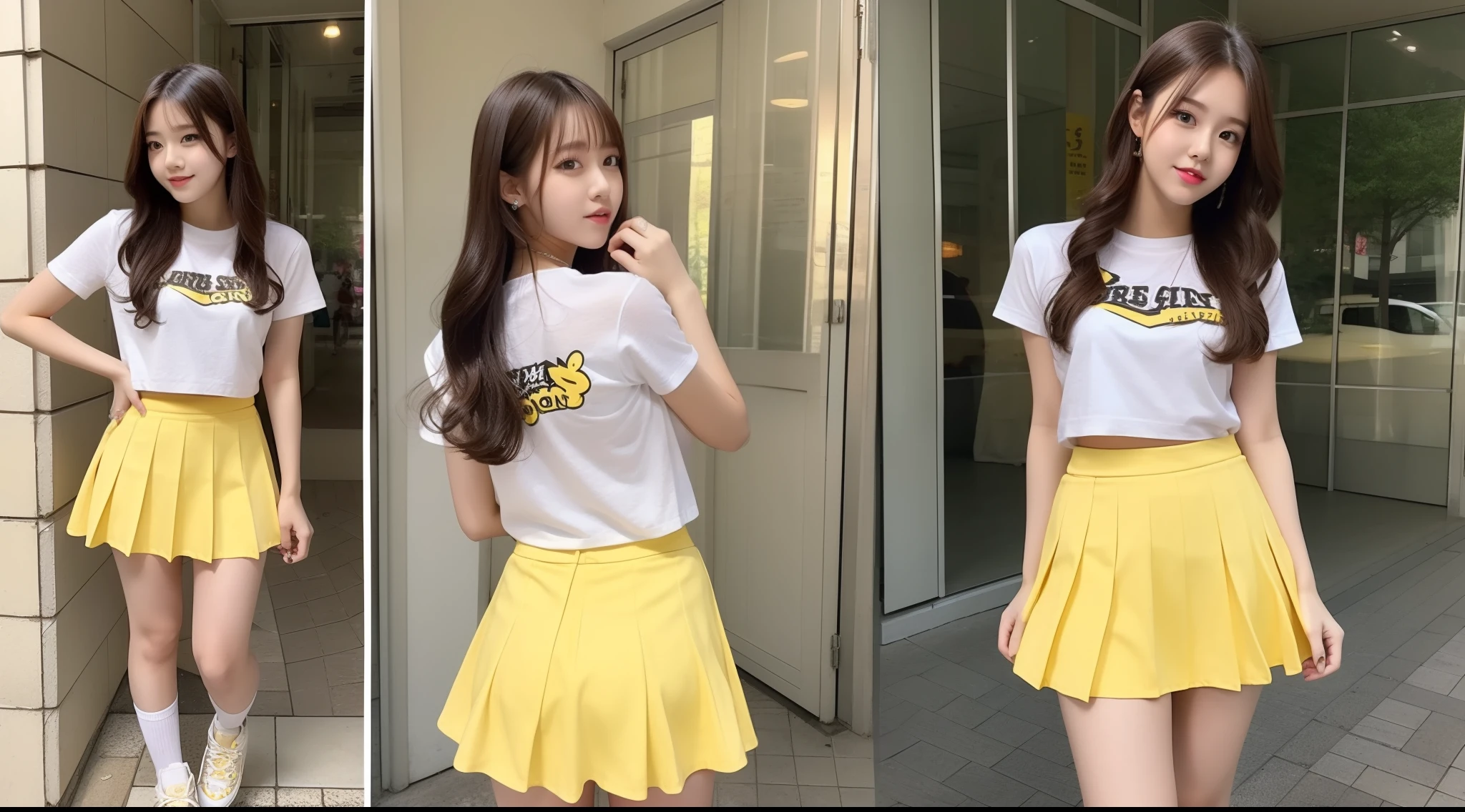 18-year-old waitress in an orange miniskirt