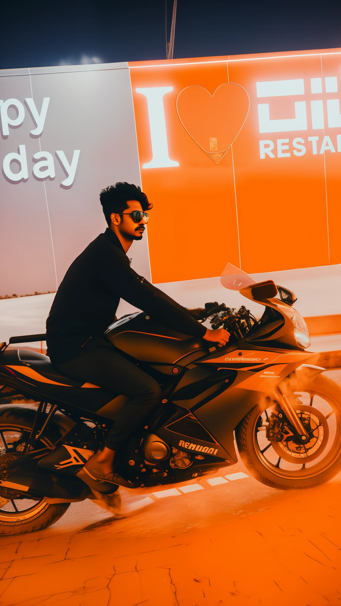 there is a man that is sitting on a motorcycle in the street, without helmet, candid picture, by Max Dauthendey, motorcycle, taken with sony alpha 9, motorbiker, mohamed chahin style, sitting on cyberpunk motorbike, shot on canon eos r 5, shot on canon eos r5, shot on nikon z9, jayison devadas change bike