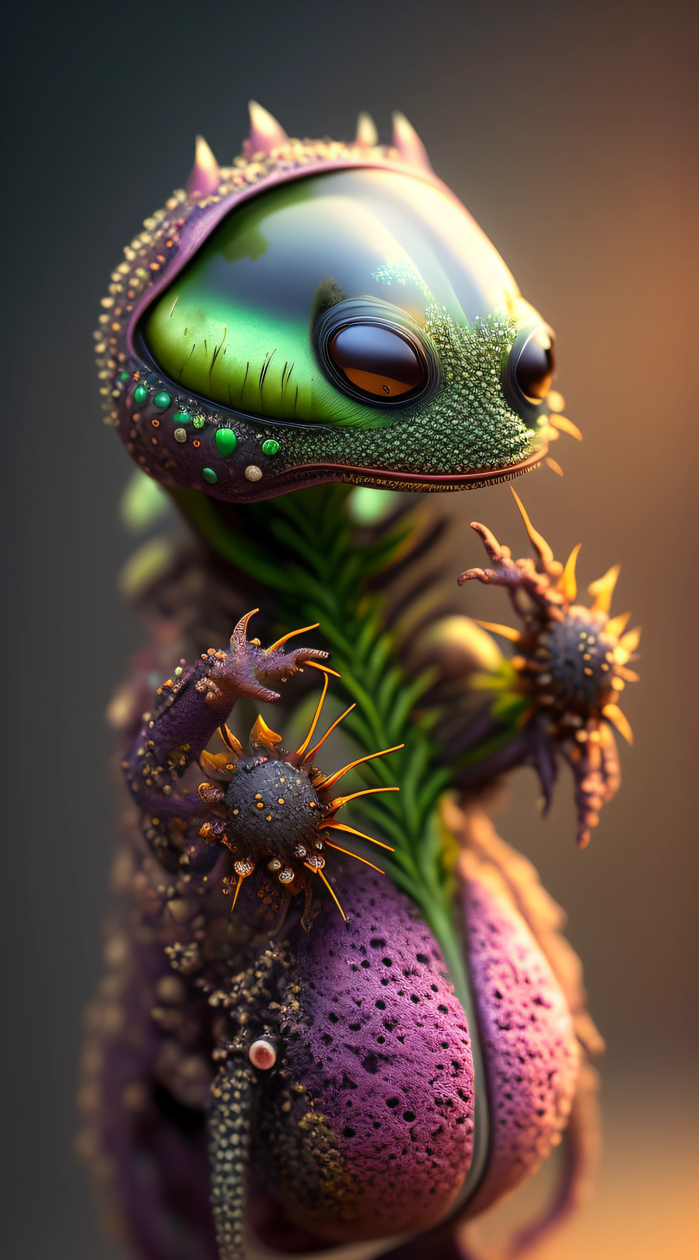 Cute creature from Space. terraforming. Alien Flora, Miki Asai Macro photography, close-up, hyper detailed, trending on artstation, sharp focus, studio photo, intricate details, highly detailed, by greg rutkowskidetailed face, detailed skin