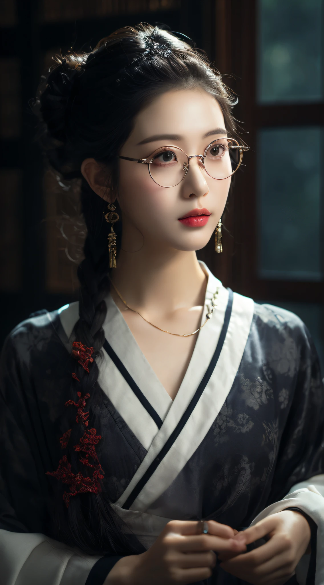 Chinese pretty girl，frontage，Look ahead