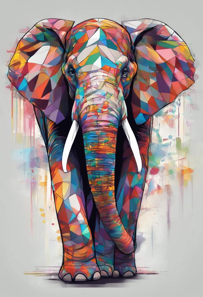 ( UM ELEFANTE  ),(melhor pose),(best angle), (better expression), Eduardo Kobra acolchoamento ,multidimensional geometric wall PORTRAIT, arte, Chibi,Yang08k, lindo, Colouring,