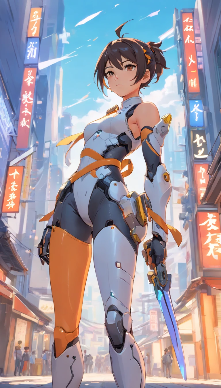 Cyborg Ninja、Genji、Overwatch , Scenarios with destruction , Setting the oriental style , Undistorted images , Gaze , best qualtiy , masterpiece