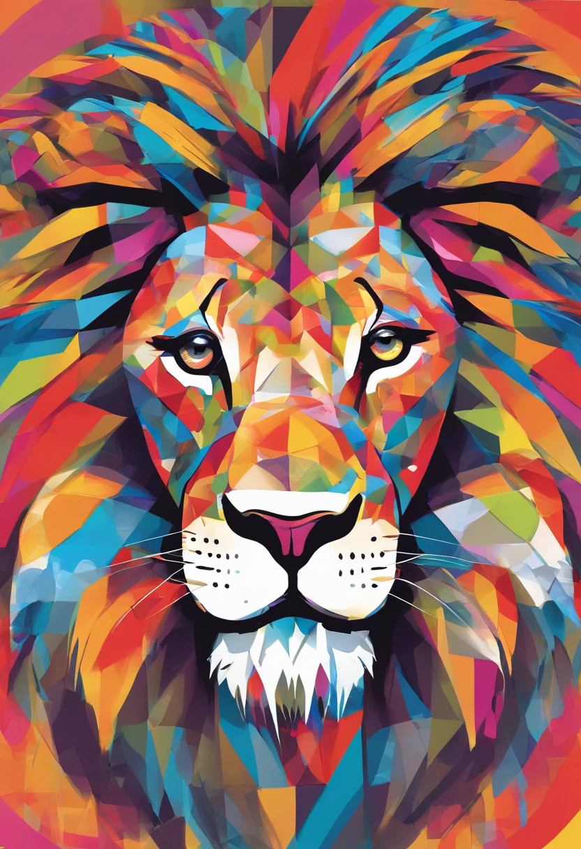( One lion ),(melhor pose),(best angle), (better expression), Eduardo Kobra,Romero Brito acolchoamento ,multidimensional geometric wall PORTRAIT, arte, Chibi,Yang08k, lindo, Colouring,512k